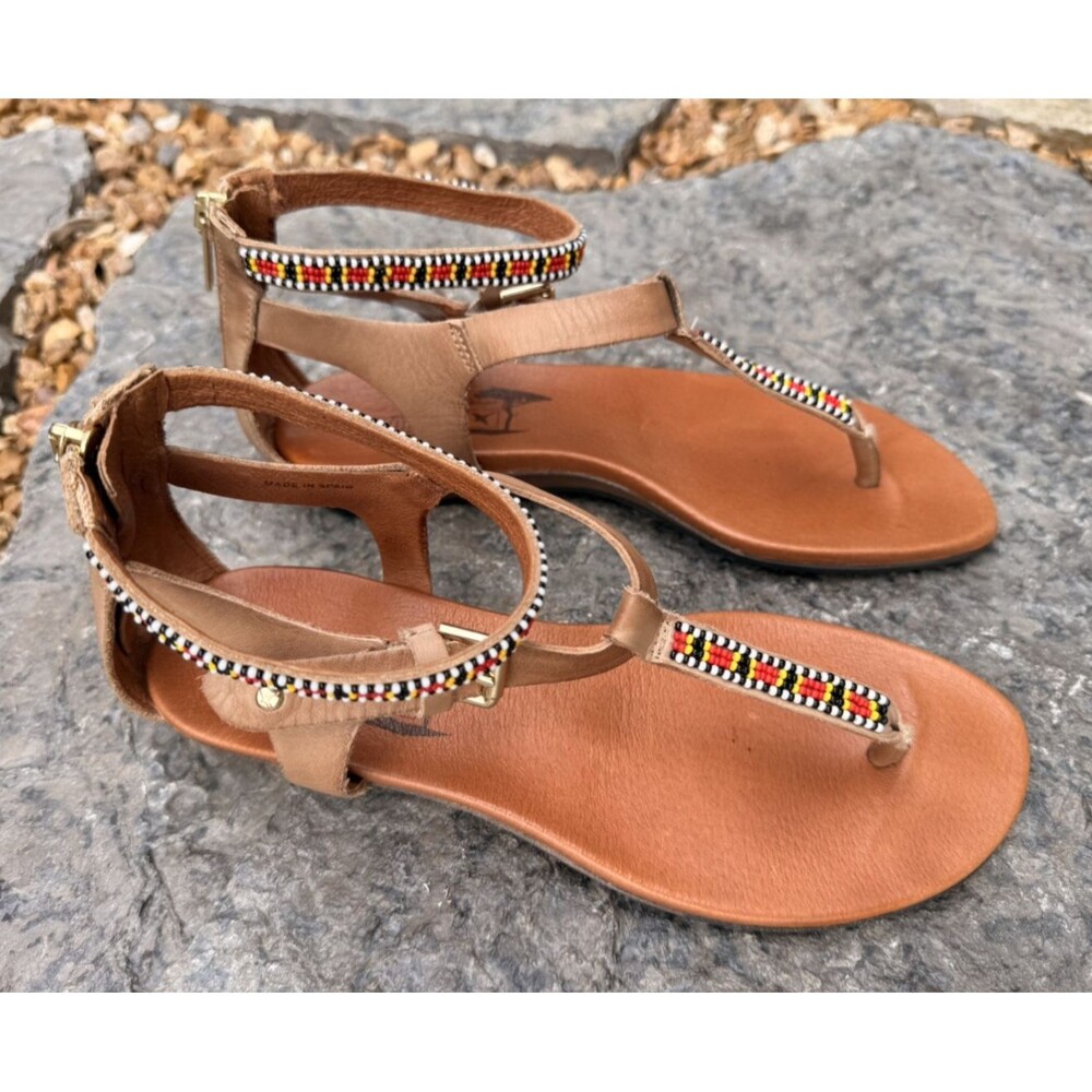 Pikolinos Alcudia Beaded Thong Leather Sandals Women Size EU 37 US 6.5-7